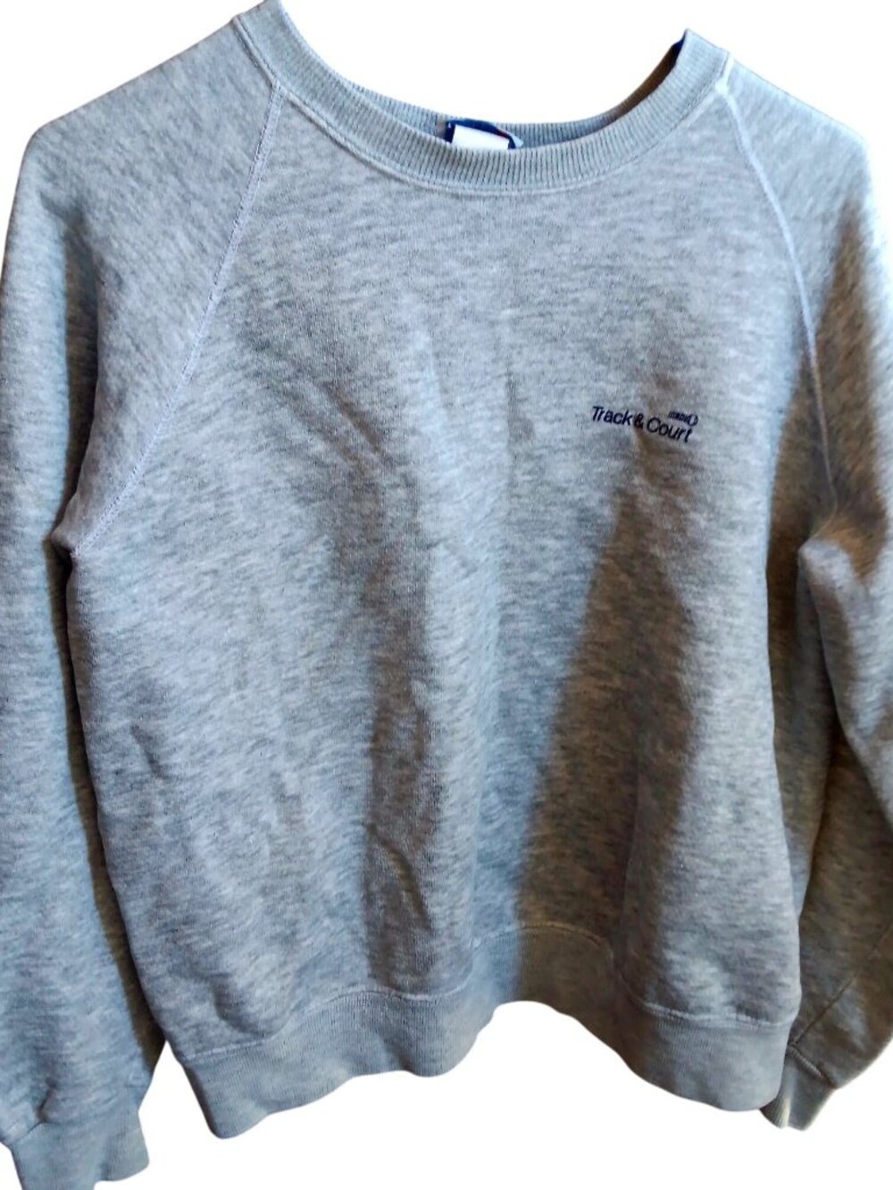 Large Boxy Vintage 80's Crewneck weatshirt Track & Court Gray Heather Gray